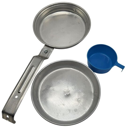 Vintage Boy Scouts Of America Aluminum Mess Kit 2 Pan Set Plate Cup Camp Cookwar - Picture 10 of 12